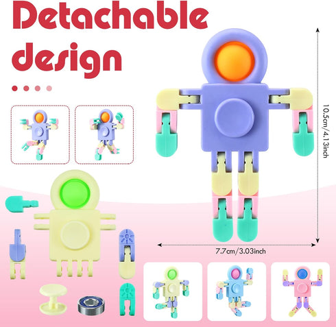 Libima 32 Pcs Robot Fidget Spinner Toys Transformable Sensory Fidget Toys Fingertip Toy Transformable DIY Chain