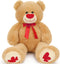 MaoGoLan Giant Teddy Bear 35" - Big Plush with Red Heart Footprints for Valentines Day Gift, Anniversary, Long Distance