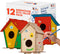12 DIY Bird House Kits for Children, Unfinished Wood Birdhouses to Paint for Kids
