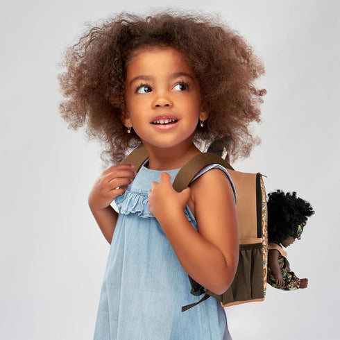Nice2you Black Baby Doll in Take Along Backpack Carrier, 10in American African Girl Doll for Toddlers 1-5 Years