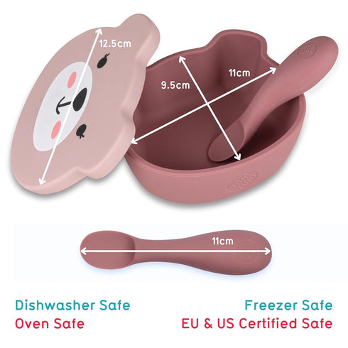 6 Set, TUM TUM Suction Bowl for Baby, Toddler Bowl with Lid & Spoon, for Babies & Toddlers Months+, BPA Free Silicone