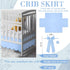 Hahafelt 6 28" 52" 14" 4 Blue Scalloped Crib Bed Skirt with Large Bow, x with Drop, Sided Soft Crib Skirt Dust Ruffle