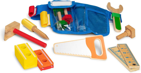 Melissa & Doug Deluxe Tool Belt Set - 5 Wooden Tools, 8 Building Pieces, Adjustable Belt