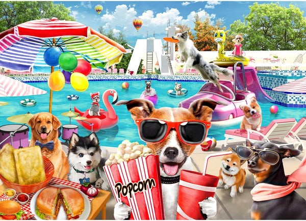 HUADADA 1000 Piece Fun at The Amusement Park Dog Puzzle for Adults and Kids, Unique Shape Pieces
