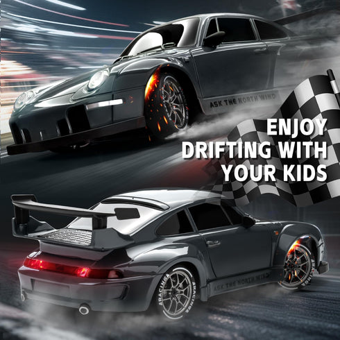 Cayrzeth 1:24 2.4GHz 20KM/H 4WD RC Drift Car, Scale Remote Control Vehicle with LED Lights, High Speed RC Cars