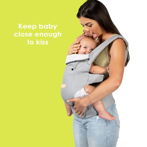 3in1 100% Baby Trend Caleo Newborn Carrier, Snuggle Grey Cotton, Machine Washable, Lumbar Support & Builtin Sun Hood