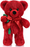 Plush Stuffed Animal Bear with Rose, Cute Plush Christmas Valentine's Day Gift for Kids and Girlfriend (11.8 Inches,
