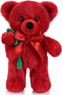 Plush Stuffed Animal Bear with Rose, Cute Plush Christmas Valentine's Day Gift for Kids and Girlfriend (11.8 Inches,