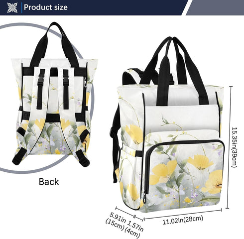 SUABO Backpack Baby Diaper Bag Yellow Purple Flower Clusters Large Bag Waterproof Travel Diaper Bags for Moms and Dads