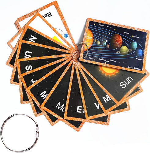 Set of Solar System Flash Cards for Toddlers (15 Count), Montessori Pocket Cards for Kids Learning, Teacher Tools for