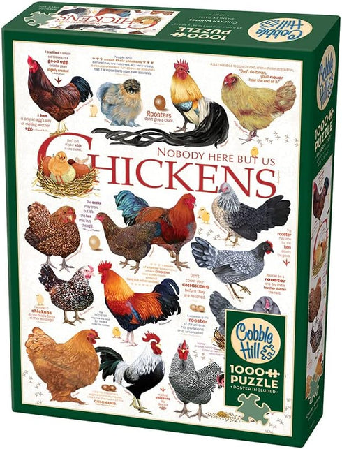 Cobble Hill 1000 Piece Puzzle - Chicken Quotes - Includes Sample Poster