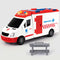 Kids Ambulance Toy Truck 1/16 Scale with Lights & Siren, Friction-Powered Rescue Toy with Removable Stretcher and Open