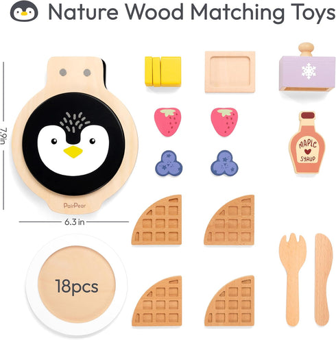 Playset, Playset, Sets 3+ PairPear Wooden Waffle Maker Toy Food Kids Pretend Play Food Kitchen Accessories, Wooden
