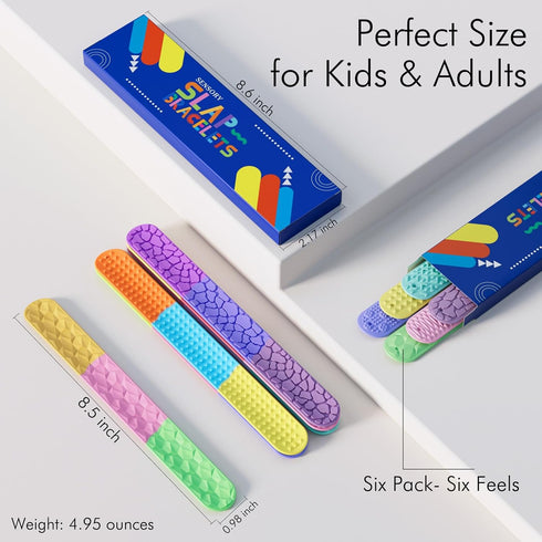 Spkwis Teens,6PCS Sensory Slap Bracelets for Kids Fidget Toys Snap Bracelets for Stress Anxiety Autistic ADHD,Calm Down