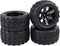 4x 1:10 RC Monster Truck Car Wheels - Rubber RC Tires with 7 Spokes Wheel Rim, Black RC Parts