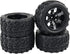 4x 1:10 RC Monster Truck Car Wheels - Rubber RC Tires with 7 Spokes Wheel Rim, Black RC Parts