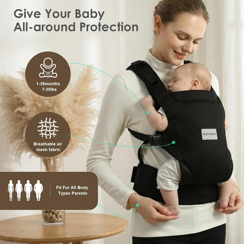 7-30lbs, MISSWISDOM Baby Carrier Newborn to Toddler, Easy Adjustable Toddler Carrier for Baby Holder Wrap Carrier