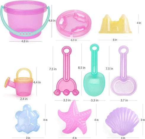 LotFancy Beach Toys for Kids, 10 PCS Snow Toys for Toddlers 3-10, Sand Buckets and Shovels, Sandbox Toys
