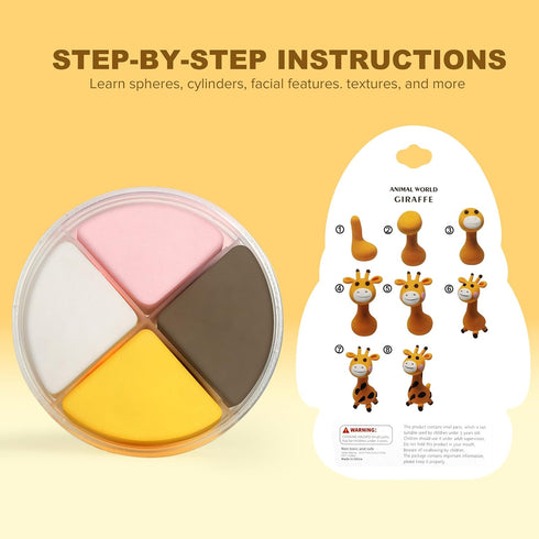 12 Air Dry Clay Kit - Animal Theme, Modeling Clay for Kids, DIY Model Magic Clay with Sculpting Tools and Tutorials