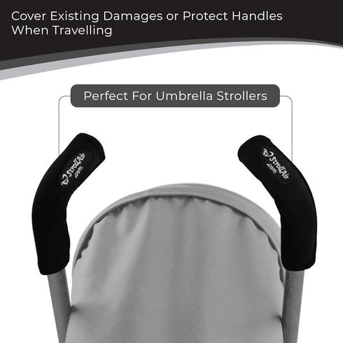 StrollAir Set of Two Universal Handle Sleeve Covers, Black, 9 Inch