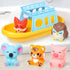 1 5 Set 3 4 5 6 Oriate Bath Toys for Kid, Boat and Silicone Animal Finger Puppets, Sensory Learning Toy in The Bathtub