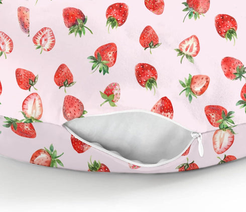 Summer Red Strawberries Baby Nursing Pillow Covers for Boy Girl Watercolor Strawberries Fruit Nursery Slipcovers