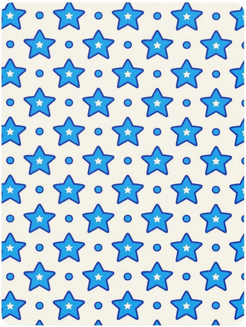 miaozhen 1 Pack 52x28 Cotton Baby Crib Sheets Soft Stretchy Blue Stars Dot Blue Light Toddler Mattresses for Nursery