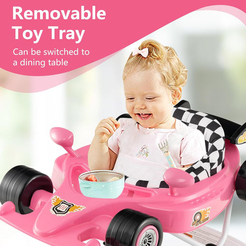 3 1 INFANS Foldable Baby Walker, in Toddler Activity Center Leaning-Seated Walk-Behind with Steering Wheel, Adjustable