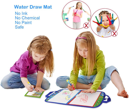 Jenilily Water Doodle Mat, Portable Travel Drawing Bag Mat with Pen Educational Painting Toy for Kids