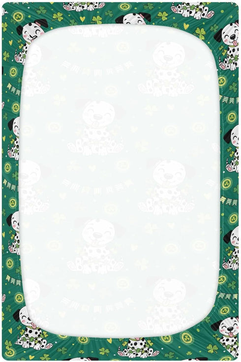 KEIGE A23011183 St. Patrick's Day Dog Shamrock Fitted Crib Sheet for Girls and Boys,Soft Breathable Microfiber Baby