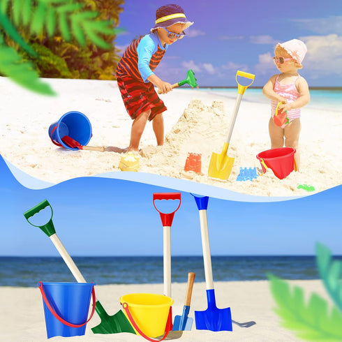 12 12 12 22 Inches Summer 4 Jexine Pcs Sand Buckets and Shovels for Kids Beach Sand Toys Bulk Plastic Beach Buckets
