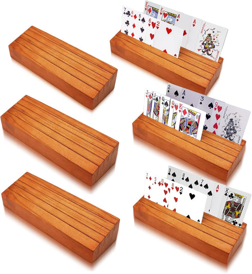 6 Pack Playing Card Holders - Hands-Free Wood Deck Stand for Kids and Elderly, Set of 6