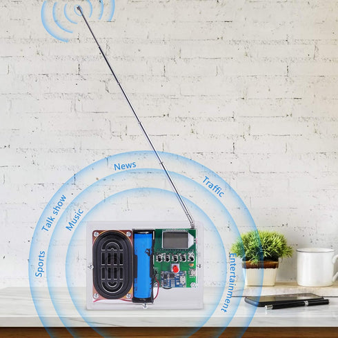 MiOYOOW F? Radio Kit, LCD Display Rechargeable Digital Radio Module DIY Kit with Headphone Jack for Education and Home