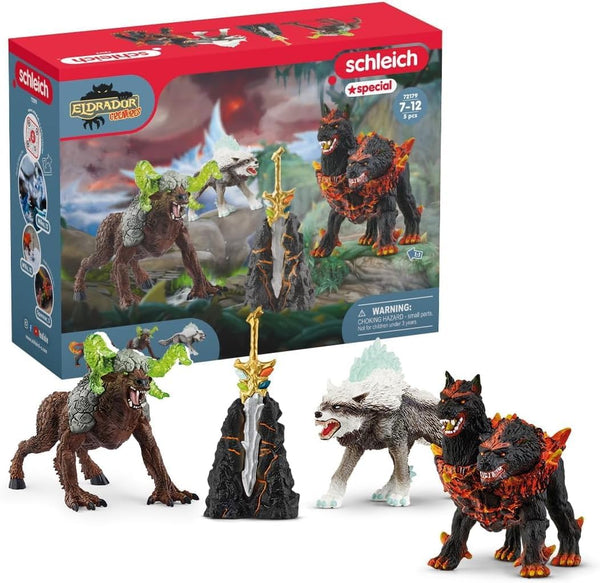 Schleich Eldrador Creatures - 5PC Fantasy Creature Set - Ice Wolf, Lava