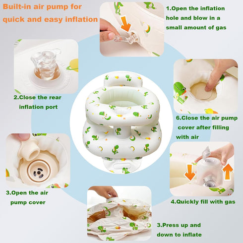 3-36 EXBEPE Thickened Inflatable Baby Seat, Sit Me Up Floor Seat for Babies Months with Tray, Sitting Support Infant