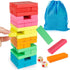 Coogam Wooden Blocks Stacking Game with Storage Bag, Toppling Colorful Tower Building