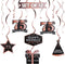 LINGTEER Happy 75th Birthday Decorations, 12Pcs Black & Rose Gold Swirls Streamer Set for 75 Years Old Bday Party