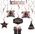 LINGTEER Happy 75th Birthday Decorations, 12Pcs Black & Rose Gold Swirls Streamer Set for 75 Years Old Bday Party
