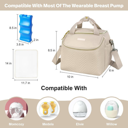 ZIOZERTT Momcozy/Eufy/Elvie/Willow/Medela Pack 6 9 Wearable Breast Pump Bag,Breastmilk Cooler Travel Bag Compatible