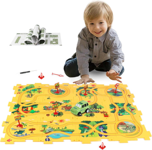 Plastic Dinosaur Puzzles for Kids with A Cute Car, Montessori Toys for