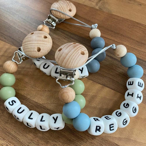 Customizable Silicone Pacifier Clip with Name - Personalized Monogram for Boys and Girls