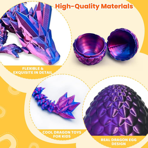 TANXMIC 24 3D PCS Printed Dragon Eggs with Dragon Inside, Prefilled Easter Dragon Egg for Basket Stuffers, Mystery