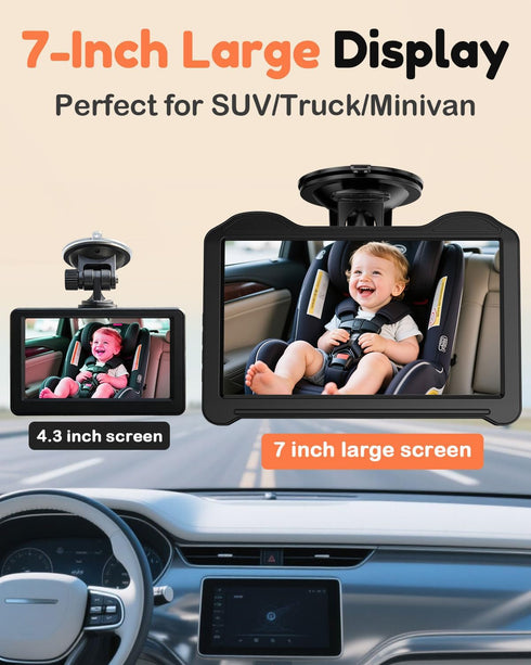 Fodkh 7-Inch 1080P 150 Car Baby Camera for Seat: HD Rear Facing Camera for Backseat - Wide Angle View with Ultra-Clear