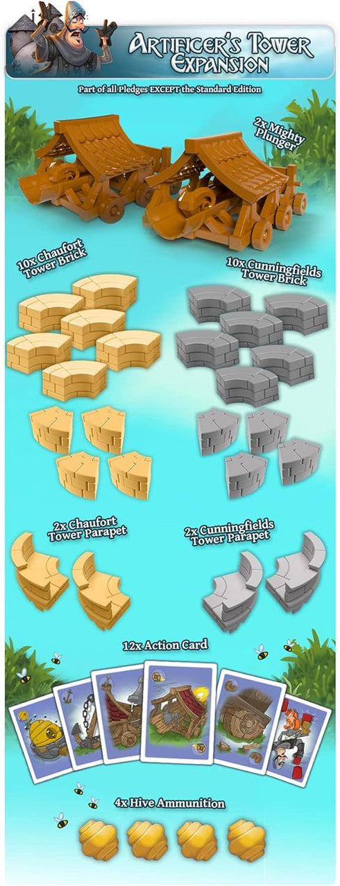 Play All Day Games: Catapult Feud Game - Artificer’s Tower Expansion - Base Required, 2 Player Game