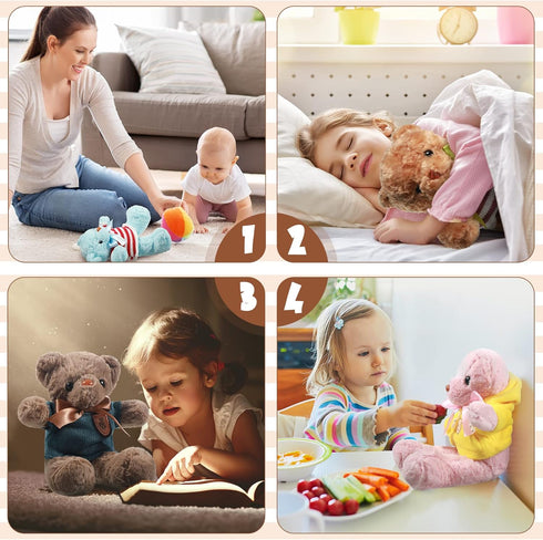 Zhanmai 12 Set Cute Bear Stuffed Animals with Removable Clothes - 12 Inch Plush Toy Gift for Kids