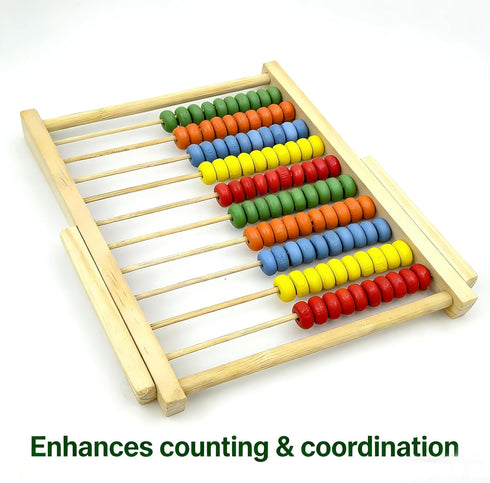 MAGIKON Counting 10 (8-Inch) Wooden Number Frame, Rows Abacus for Learning Math
