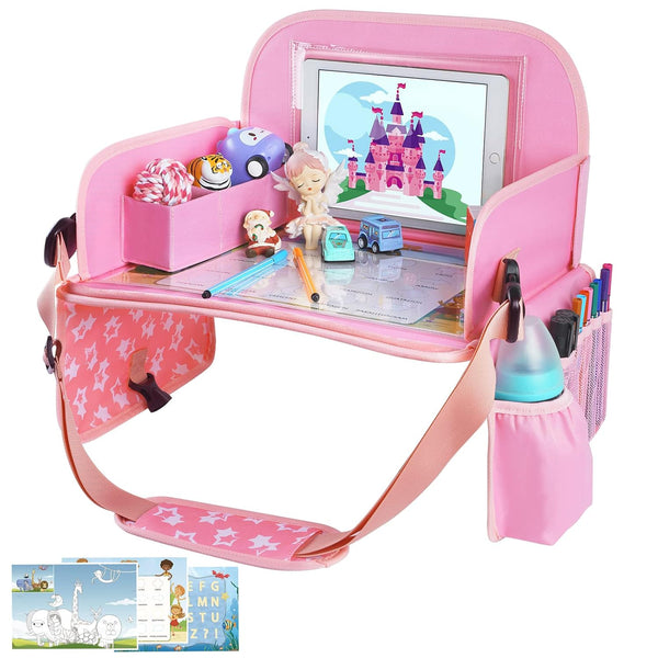 MENZOKE Kids Travel Tray for Toddler Car Seat, Road Trip Activities for
