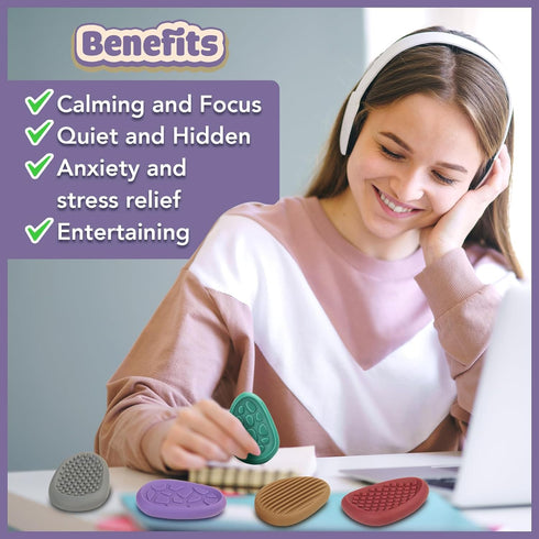 8 Pack Fidget Toys Adults Sensory Stone: Texture Worry Stone for Kids Calming - Sensory Autism Toys for Stress Relief