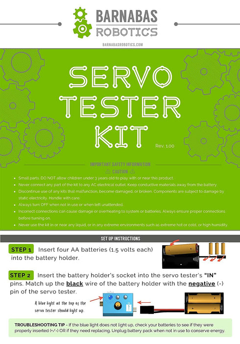 Servo Motor Tester Kit | 180 Degree 9g Servo Motor + RC Servo Tester Controller