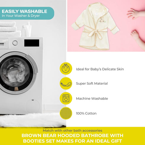 100% Spasilk Cotton Hooded Terry Bathrobe with Booties Baby One Size Gifts Shower